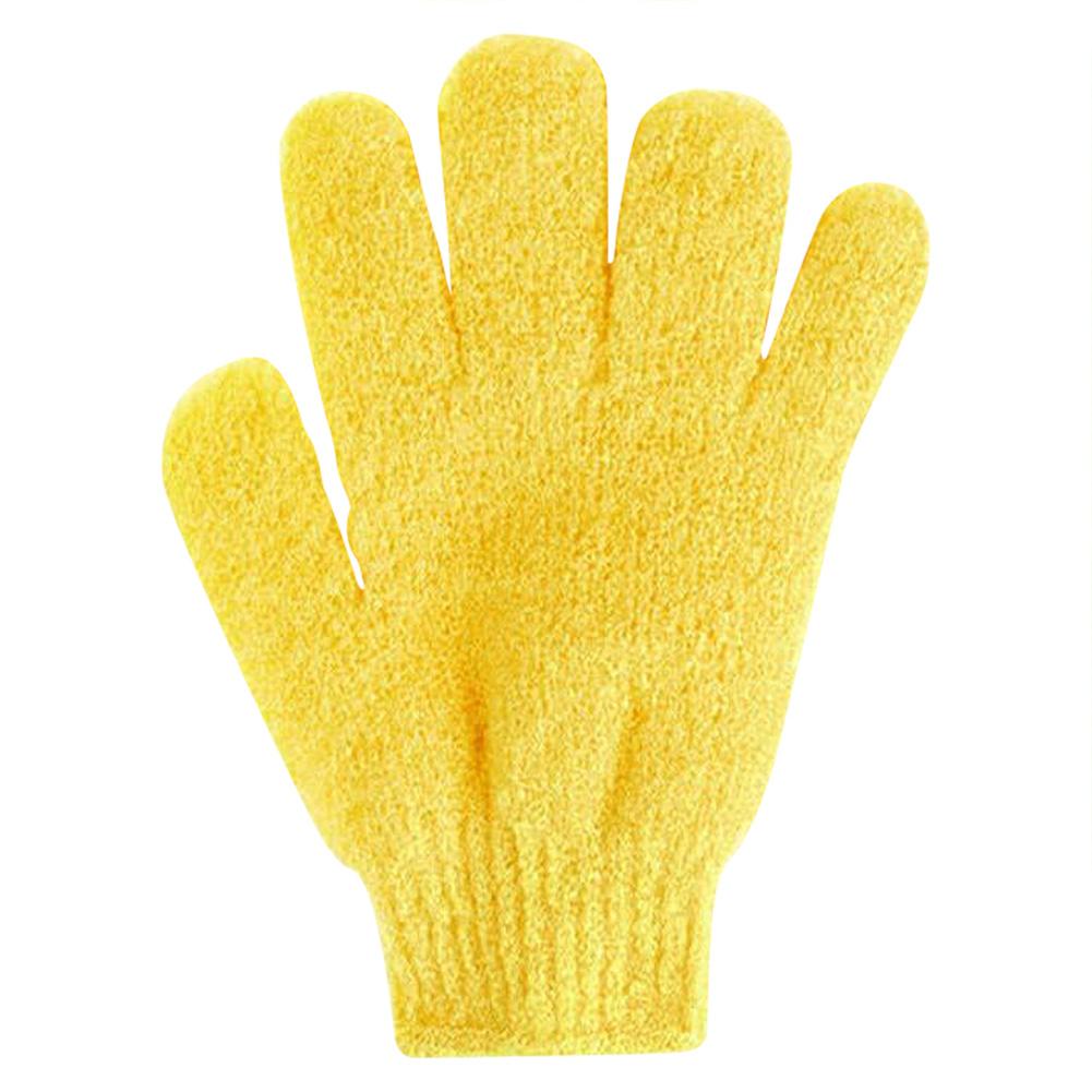 Guante Exfoliante para baño, guantes para ducha, guantes para fregar, resistencia, esponja de masaje corporal, lavado de piel, hidratante, espuma de SPA, chico: Yellow
