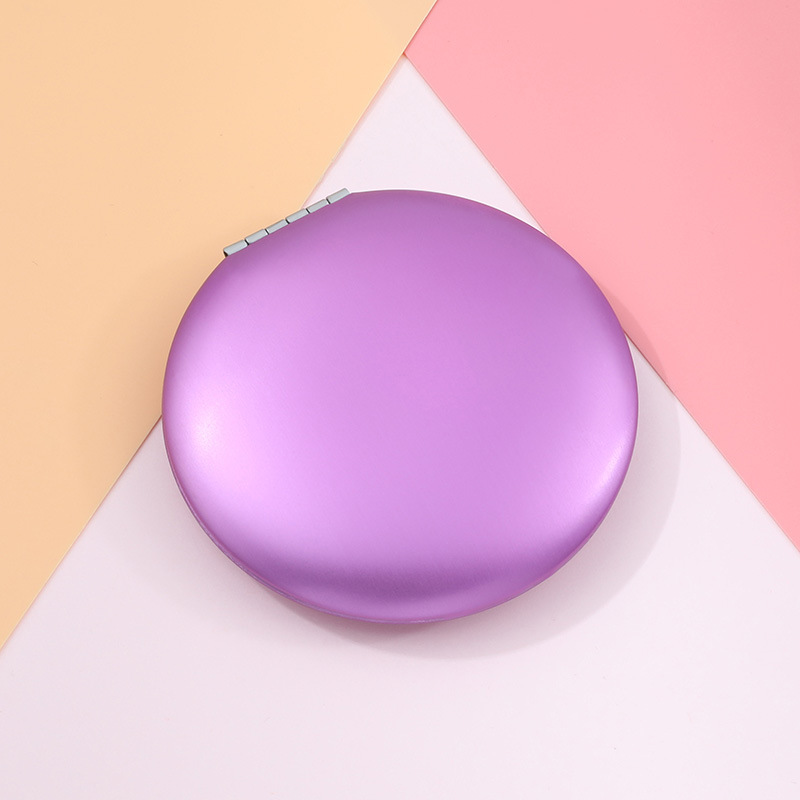 Portable Double-Sided Folding Cosmetic Mirror Female Mini Makeup Mirror Compact Pocket Mirrors: Purple