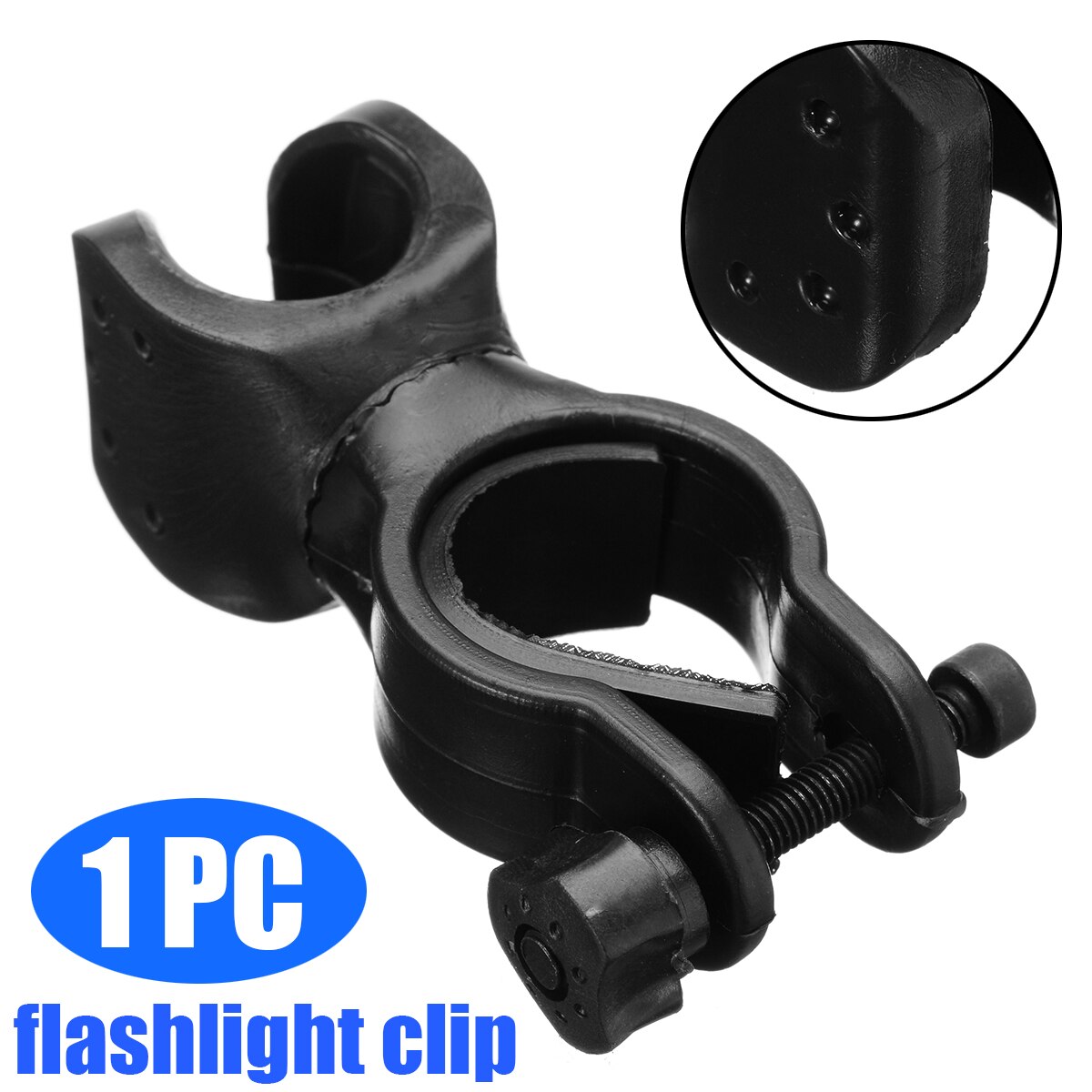 360 Degree Rotating LED Flashlight Torch Mount Holder Black Flashlight Clip Torch Bracket For Metal Detection