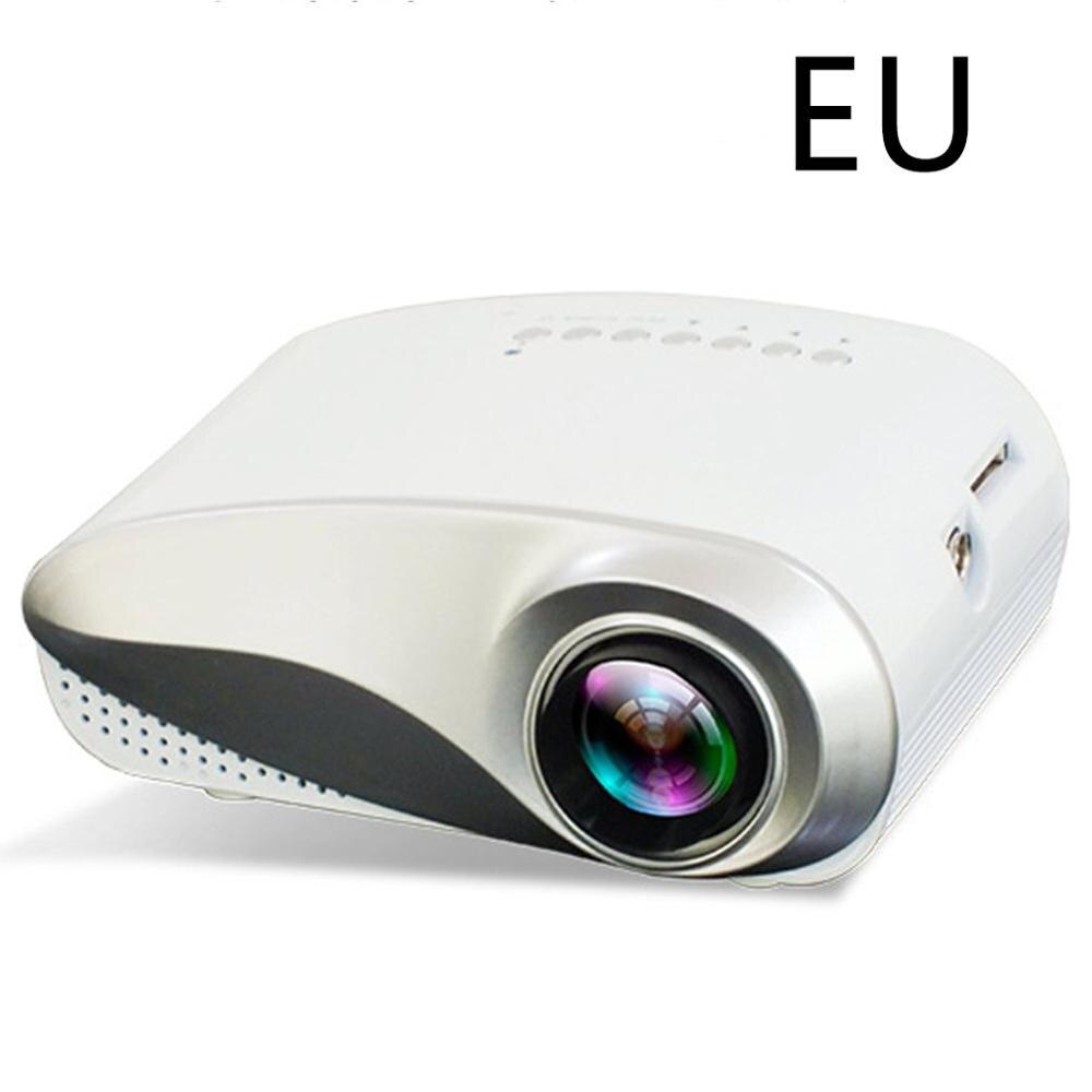 Mini proyector Full HD proyector LED portátil Multimedia Teatro en Casa USB VGA HDMI TV casa teatro sistema: white EU Plug