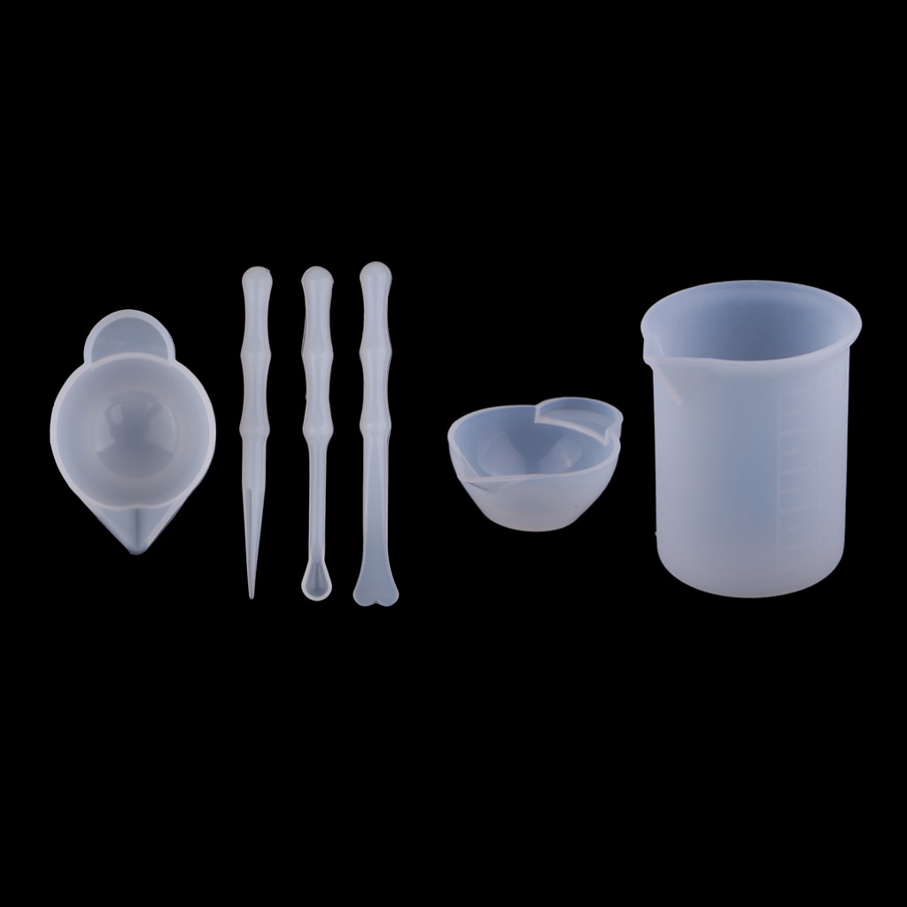 6 st silikon återanvändbar blandning mätkoppar flytande epoxiharts omrörning distribution hobby gjutning smycken gör diy-verktyg