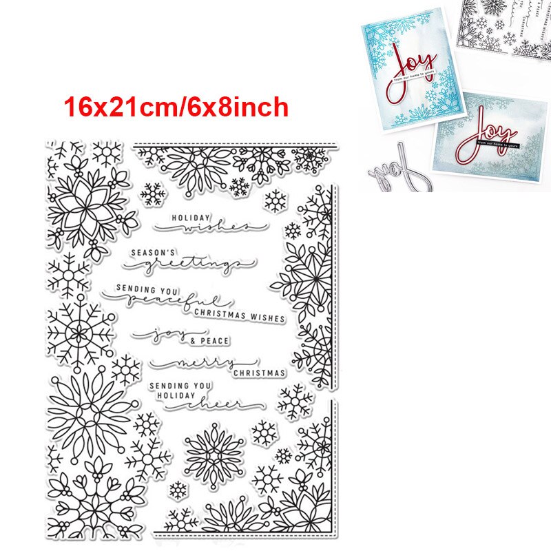 Christmas Clear Silicone Stamps With Snowflake Text Design