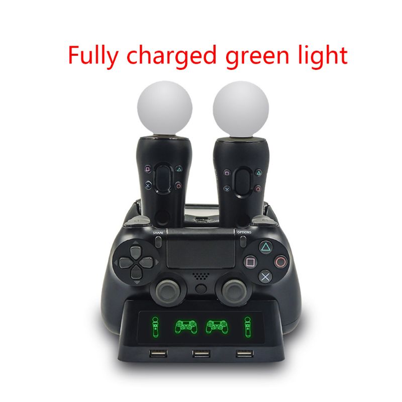 Ladedockingstation opladerholder usb-opladerstativ holder til playstation 4 ps4 slim pro ps vr ps move tilbehør  r9jb