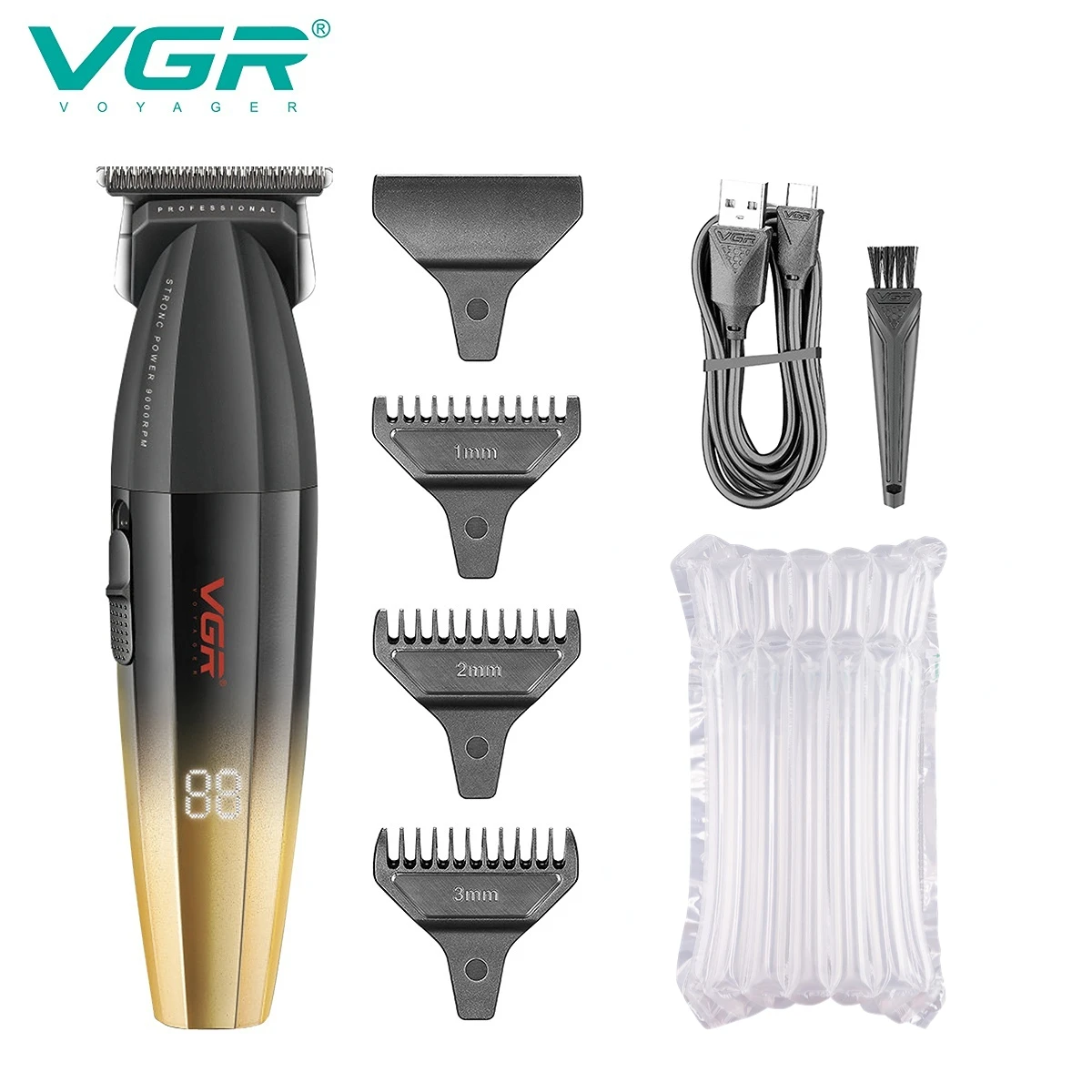 VGR tondeuse à cheveux professionnelle électrique Rechargeable tondeuse à cheveux barbe Kit de coupe de cheveux Machine de barbier tondeuse faciale pour hommes V-906: green