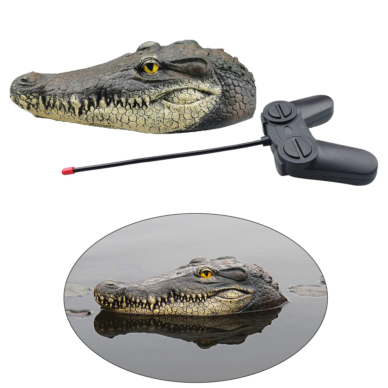 RC Remote Control Simulation Crocodile Head Park Decor Water The Boat Prank
