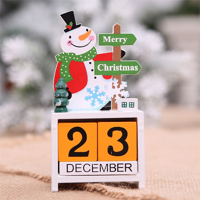Julemanden bord skrivebord kalender jul advent ornamenter træ blok kalender boligindretning noel xmas år: 03- snemand
