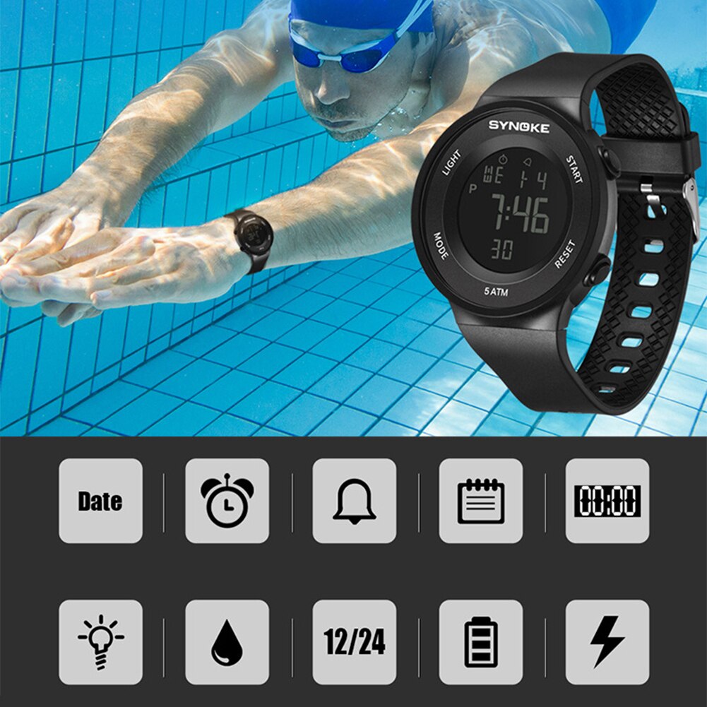 Unisex Outdoor Waterdichte Alarm Plastic Band Datum Display Paar Lover Sport Digital Electronics Polshorloge Relojes