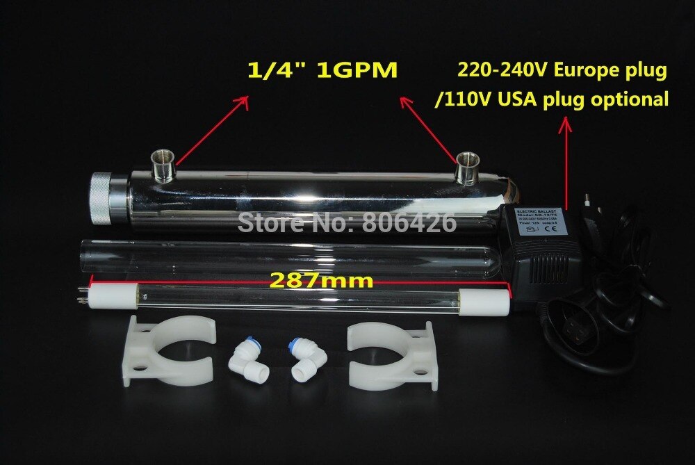 1GPM 11 W/12 W Tap water sterilisator/UV lampen/kiemdodende lamp/UV lamp voor water purifier met enkele end 4 pins 8000 uur levensduur