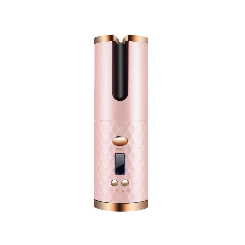 Bigoudi Rechargeable d'usb de fer à friser automatique sans fil portatif pour le fer à friser automatique de Machine bouclée d'affichage d'affichage à cristaux liquides: Rose