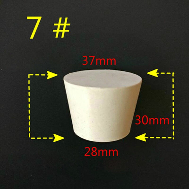 7 sizes Laboratory Rubber Plug Bungs Flask Tapered Tube Solid White Alkali-resisting Lab Push-In Sealing Plug: Style  7