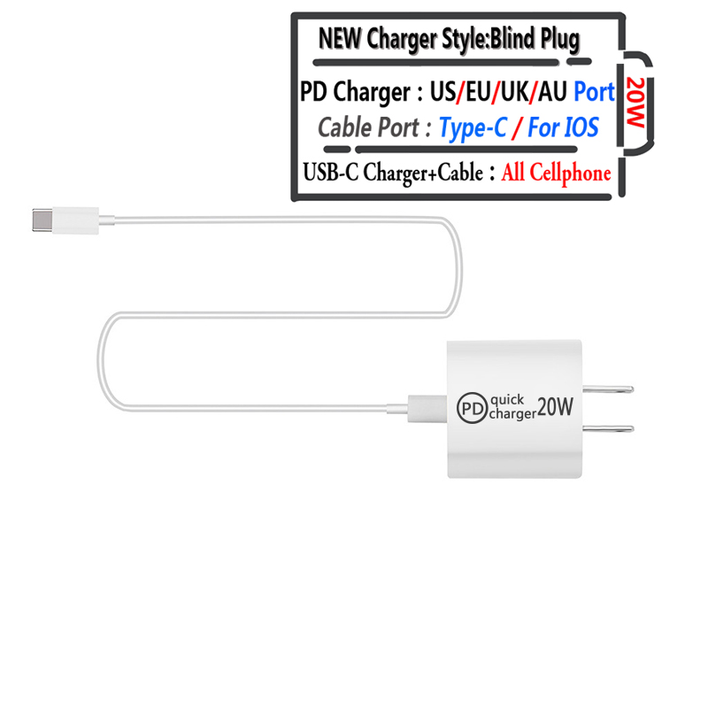 Adaptador de cargador USB tipo C, carga rápida de teléfono, PD, 20W, para iPhone 12, 11 Pro Max, X, Xs, Xr, 7, AirPods, iPad, Huawei, Xiaomi, Samsung