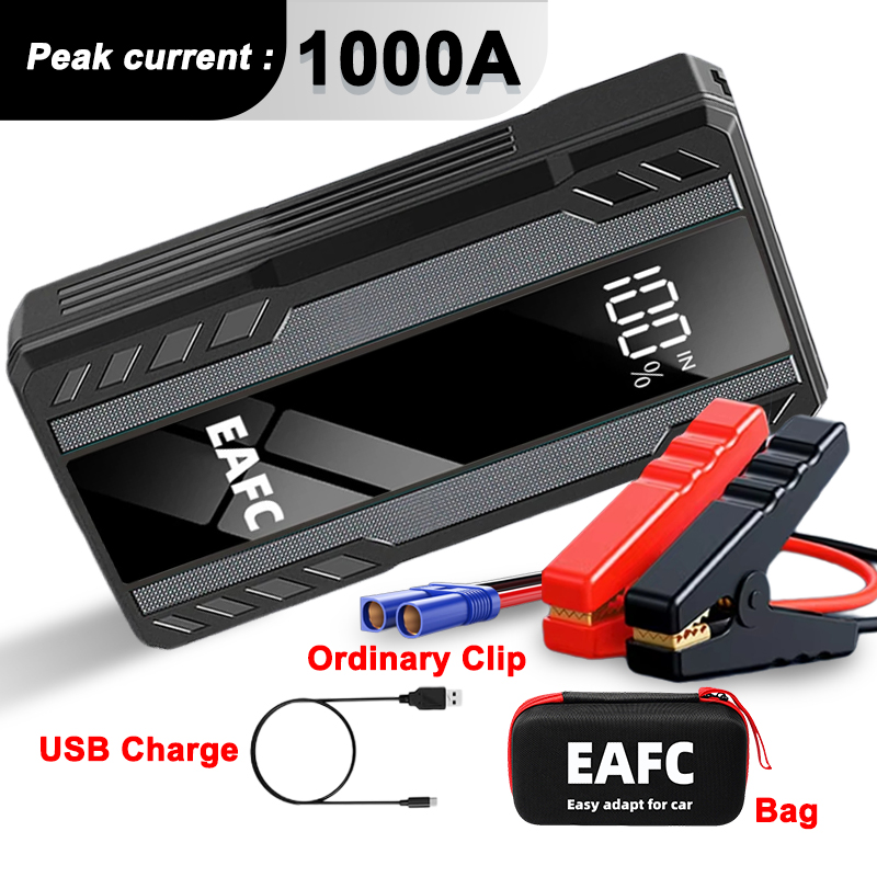 EAFC Car Battery Jump Starter Power Bank Starting Device 2000A/1000A Portable Charger LED Emergency Light Booster 12V Car Jump: Gold