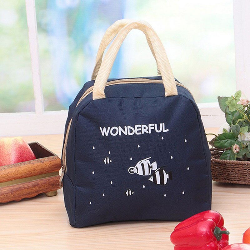 Cartoon Dier Lunch Zakken Unisex Thermische Geïsoleerde Lunch Tas Lunch Container Voedsel Opbergtas Koeltas Tote Pouch Picknick Tas: navy