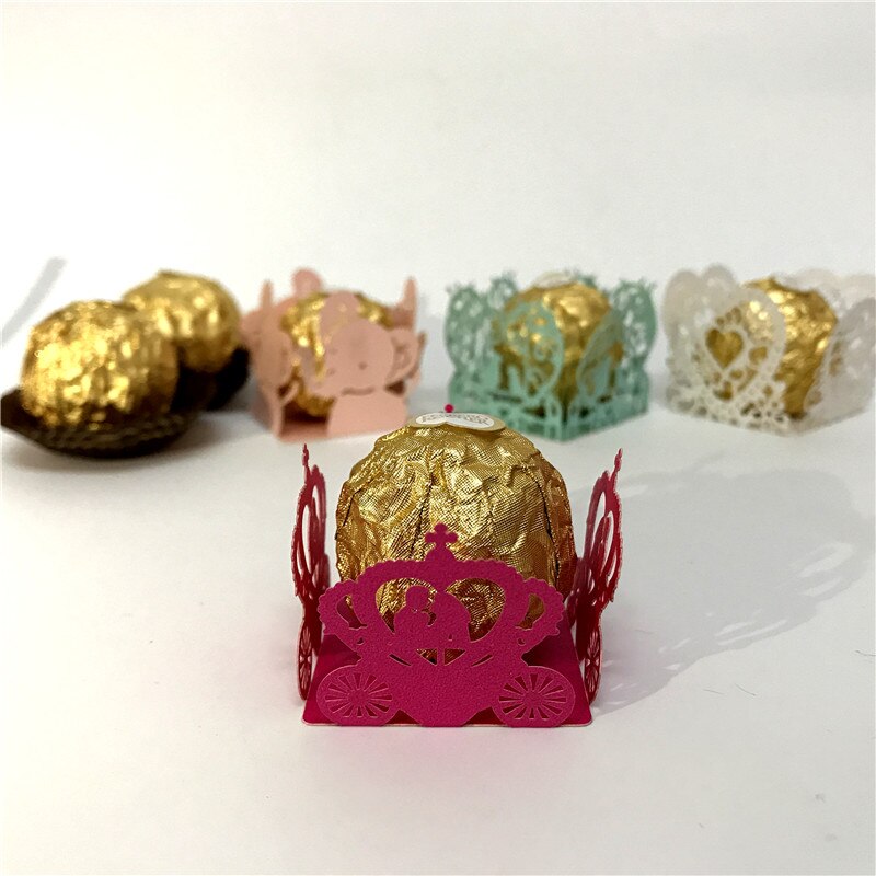 50pcs Cinderella Chocolate Truffle Paper Cups Dessert Container Packaging for Wedding Engagement: rose red