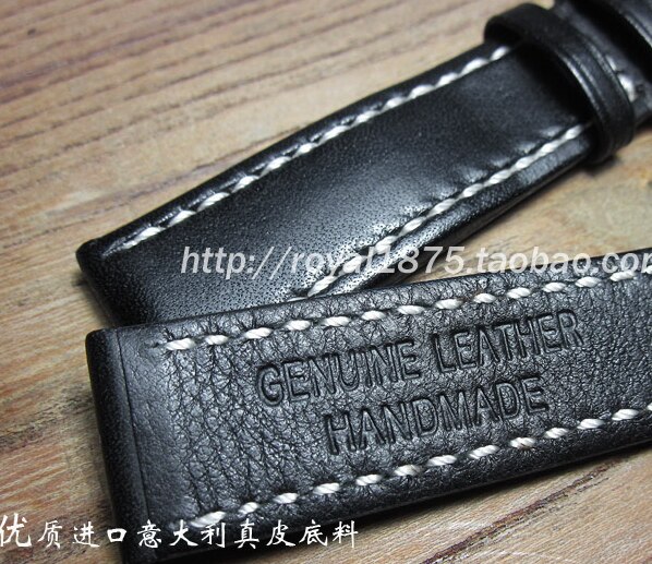 Bracelet de montre Vintage marron fait main en cuir de cheval fou 20mm 21mm 22mm bracelet de montre en cuir de veau véritable pour IWC: Black / 22mm