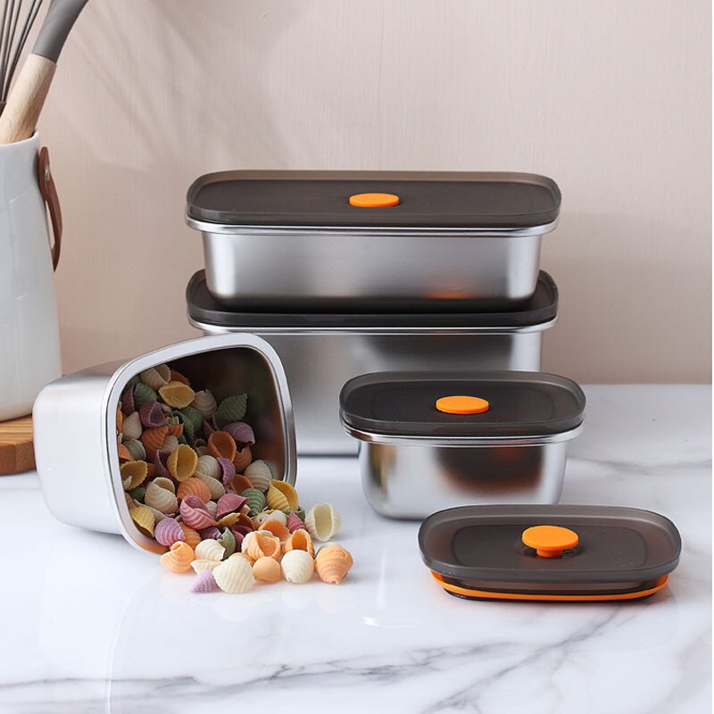 304 Stainless Steel 250/450/600/1000MLLunch Bento Box Fruits Vegetable Fresh-Keeping Box Grains Sealed Food Storage Container