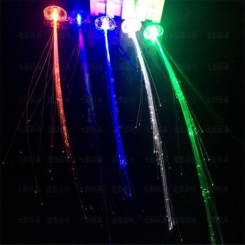 3PCS Colorful Glowing Dices Flash Fiber Braid Flash Hair Silk LED Silk Toys Glow In The Dark Flash Luminous Toys Ornament Girls