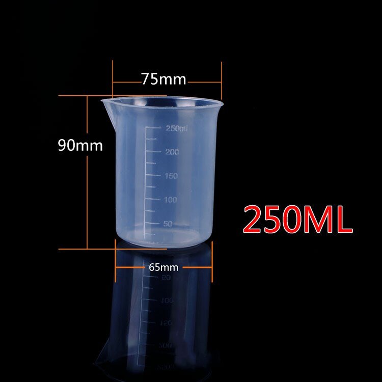 1Pcs 250ml/100ml/50ml/25ml Transparent Kitchen Laboratory Plastic Volumetric Beaker Measuring Cup: 250ml