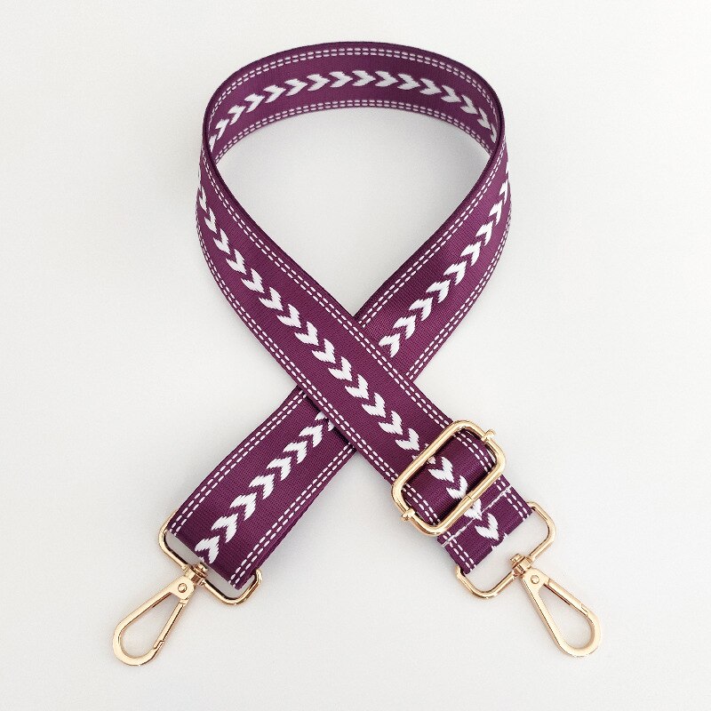 Nylon laukku hihnat käsilaukku vyö olkalaukku osa leveä hihna vaihtolaukku tarvikkeet säädettävä pituinen vyö olkalaukkuun: Violetti kultainen solki