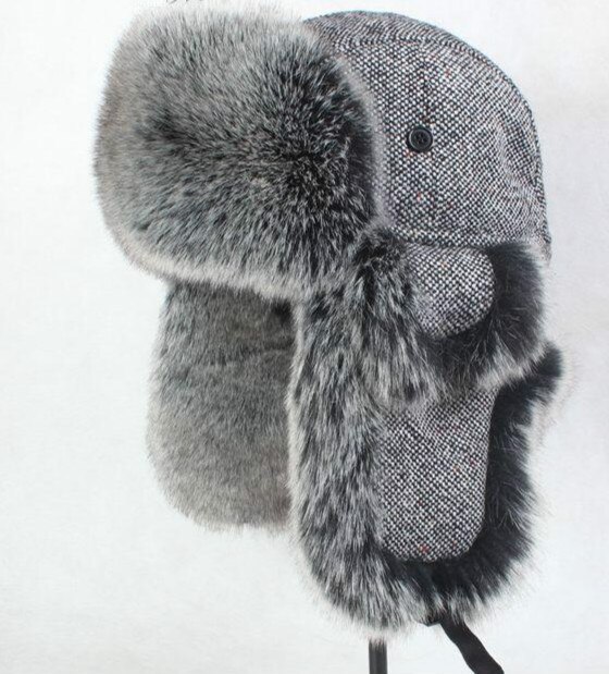 Wollen bont warme muts winter heren wintermutsen voor dames kinderen waterdichte capuchon mutsen: Zwart / Xl