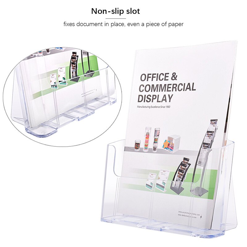 Brochureholder 9.3 x 11 tommer plastiklitteraturholdere klar flyerholder rack kortholder, magasin, pjece, hæfte disp