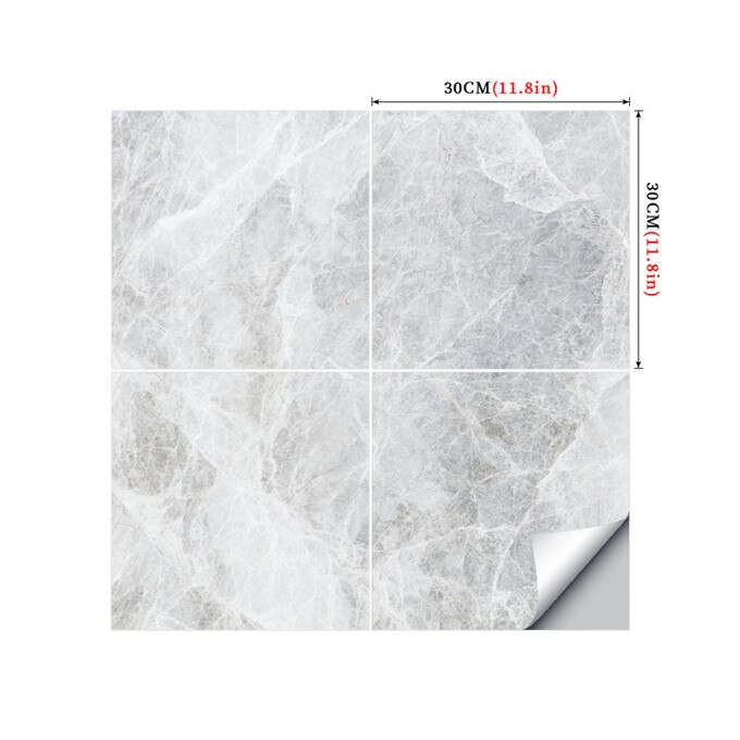 4 stk/sett grå marmor fliser klistremerker for kjøkken backsplash bad vegg gulv dekor tapet skrell &amp; stick vinyl dekorativ film: Dlsf -06 / Klistremerke med kjæledyrkrystall