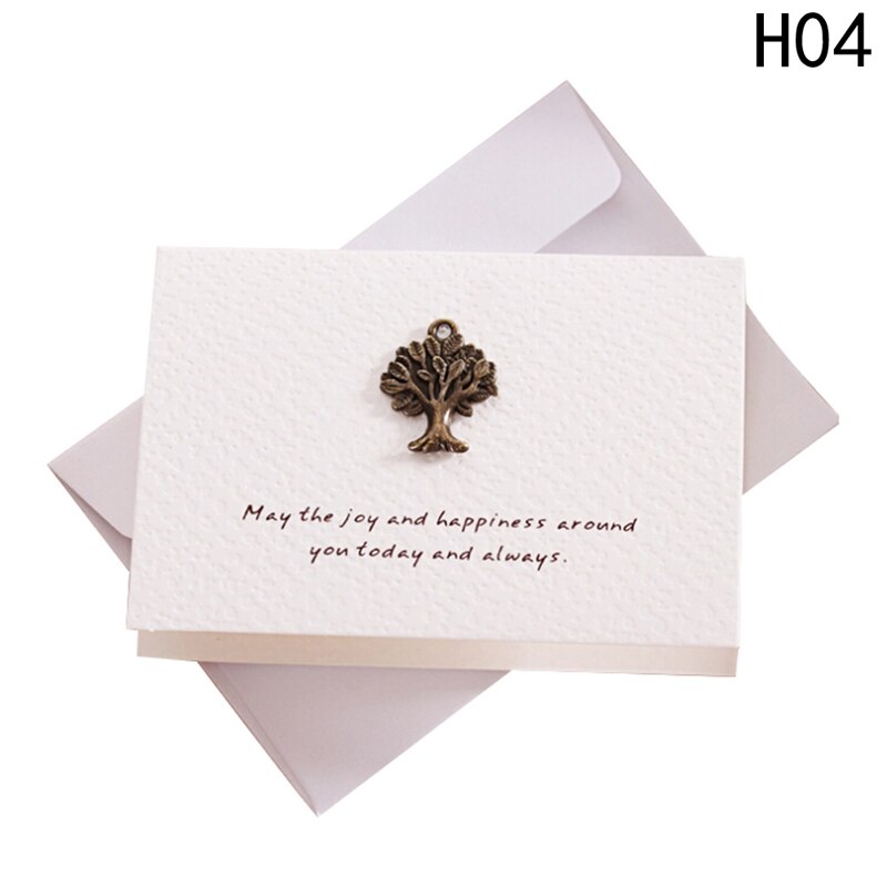 2pcs/set envelope small greeting card birthday card metal three-dimensional thank you card Stationery Set: 04