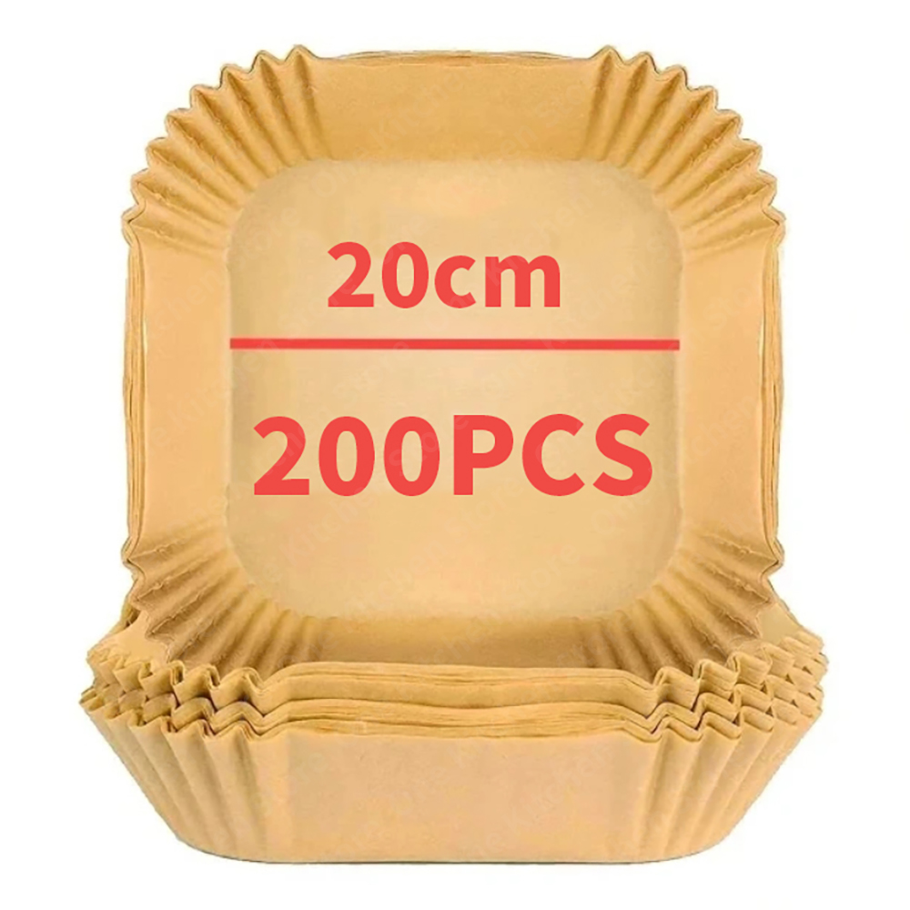 Papel desechable para freidora de aire de 5-8L, papel especial cuadrado para freidora de aire, revestimientos de papel de aceite de silicona para alimentos, accesorios para hornear: Verde militar