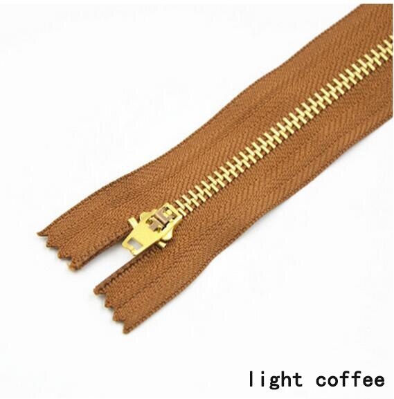 5 pièces 3 # fermeture à glissière en métal 13cm serrure automatique fermeture à glissière pour pantalon veste poche jean sac bricolage couture Zips vêtement accessoires A4-17: light coffee