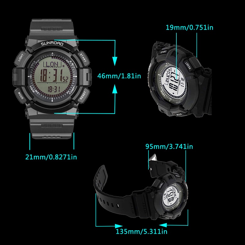 Sunroad Sport Heren Digitale Horloges-Hoogtemeter Stappenteller Kompas Reloj Hombre Klok Outdoor Originele Horloges