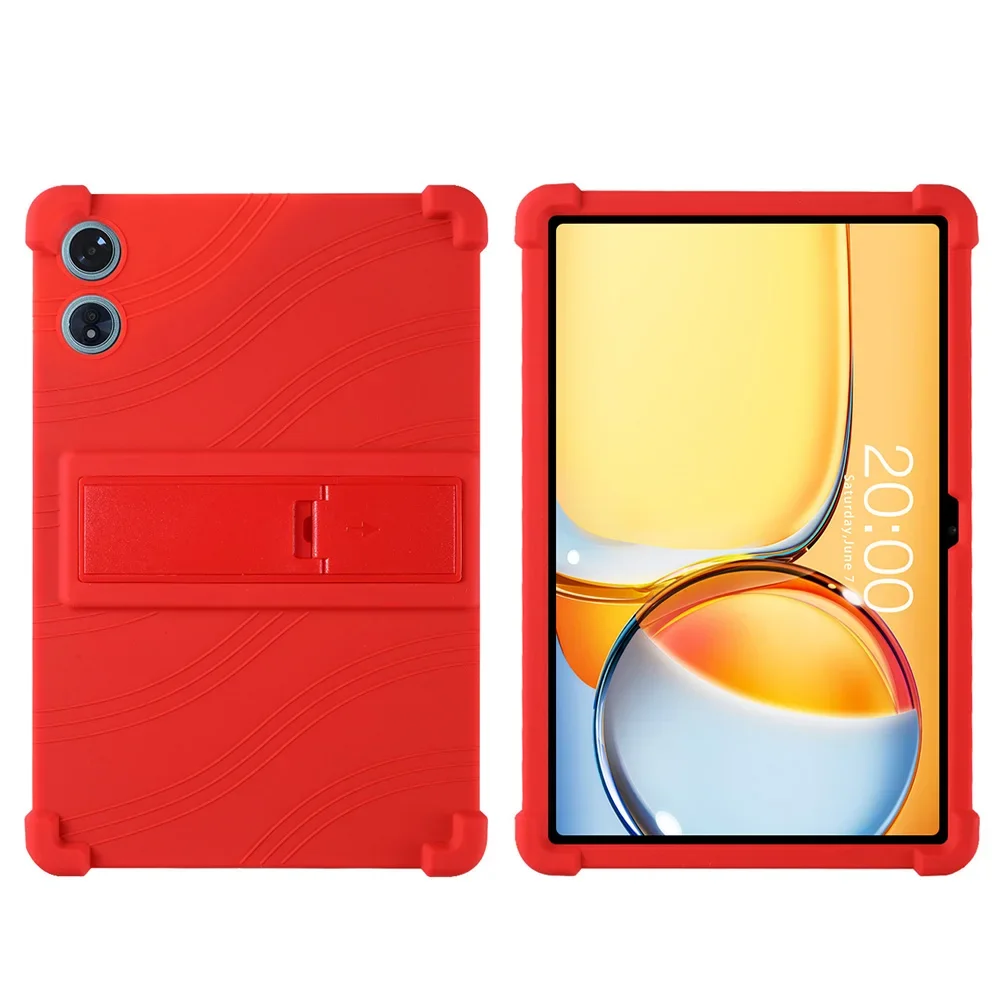 Til teclast  p50 ai tablet 11 " android 15 etui stødsikkert cover blødt silikone stativ beskyttende skal: Rød