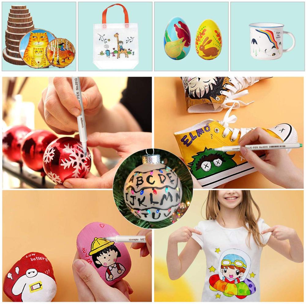 Pennarelli metallici per pittura su vetro pittura su roccia pietra carta fai-da-te creazione di ceramiche in plastica superficie metallica in legno