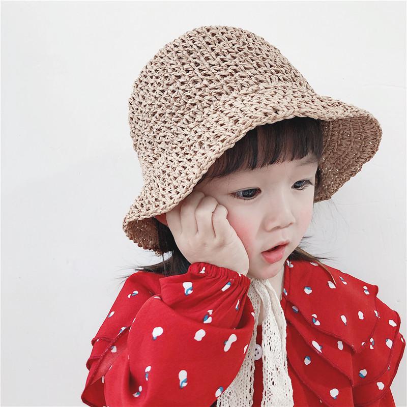 DeePom Girls Straw Hats Summer Sun Hats For Girl Child Children Baby Beach Hats Long Lace Ribbon Kids Sunscreen Sunhat Cap