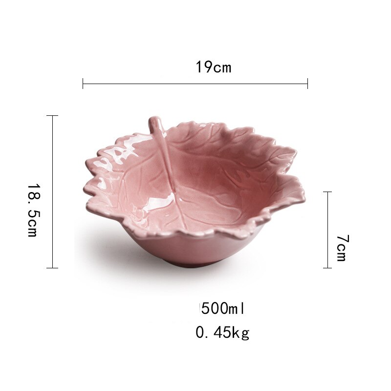 Maple Leaf Vorm Keramische Plaat Roze Magnetron Beschikbaar Serveerschaal Thuis Creatieve Persoonlijkheid Servies: D