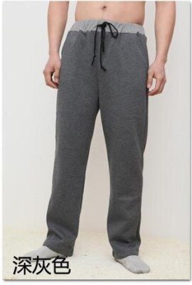 Men's Home Pants Cotton trousers Threaded waist Men's Sleep Bottoms: Dark Grey / XL