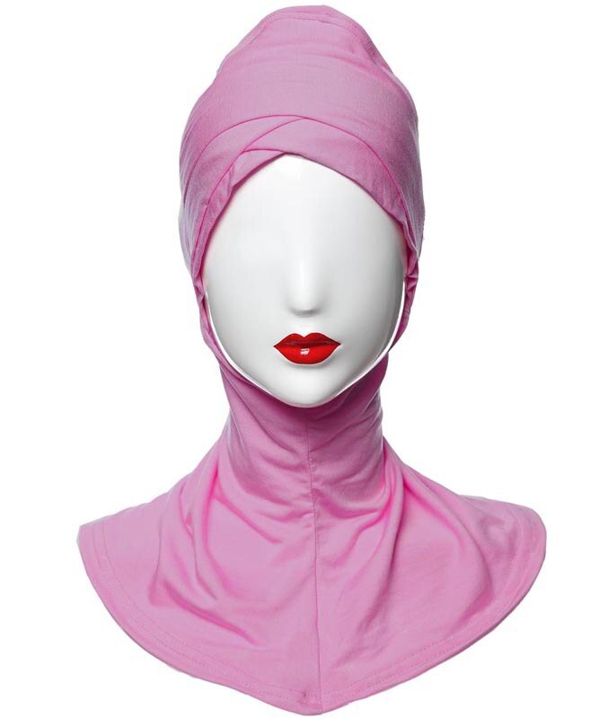 1 fuld cover indre kors hijab kasketter muslimsk turban hat kvinder islamisk undertørklæde hætte solid modal hals hoved under hijab cagoule: Lys lilla