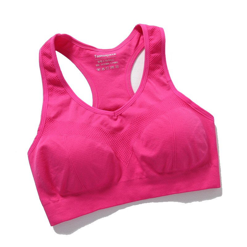 Women Beauty Back Fitness Bra Wrapped Chest Underwear Shockproof Bra Refreshing Women's Bra Brassiere: Fuchsia / L