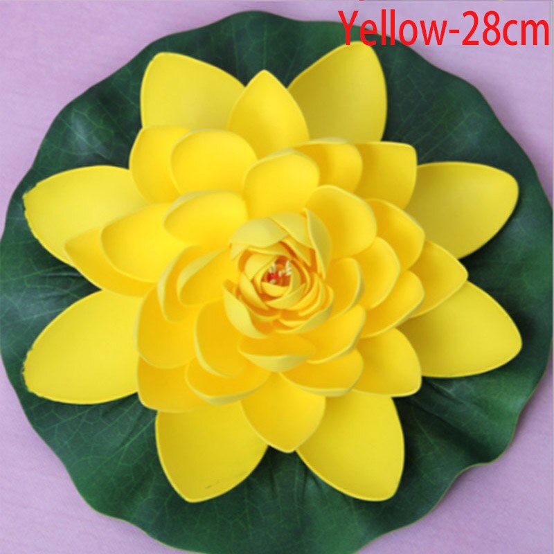 Künstliche Wasser Lilie Schwimm Blume Teich Anlage Ornament 10/18/28cm Hochzeit Heimat Garten Party Dekorationen: Gelb 28cm