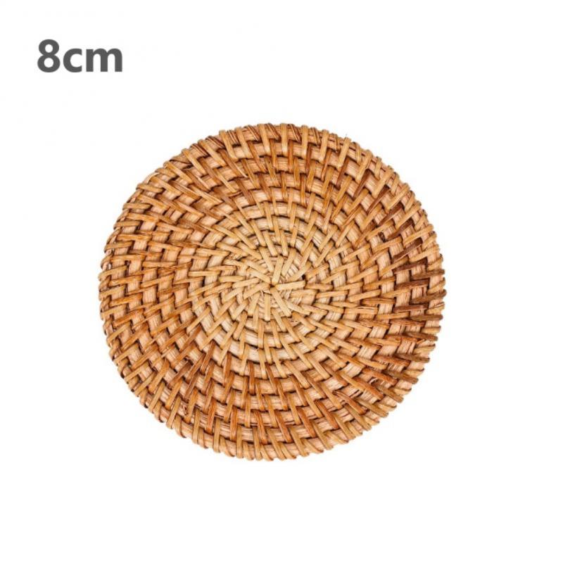 1Pc Herfst Rotan Hand-Woven Coaster Creatieve Eettafel Mat Kom Mat Pot Mat Ketel Mat Isolatie Pad mon-Slip Mat: 8cm