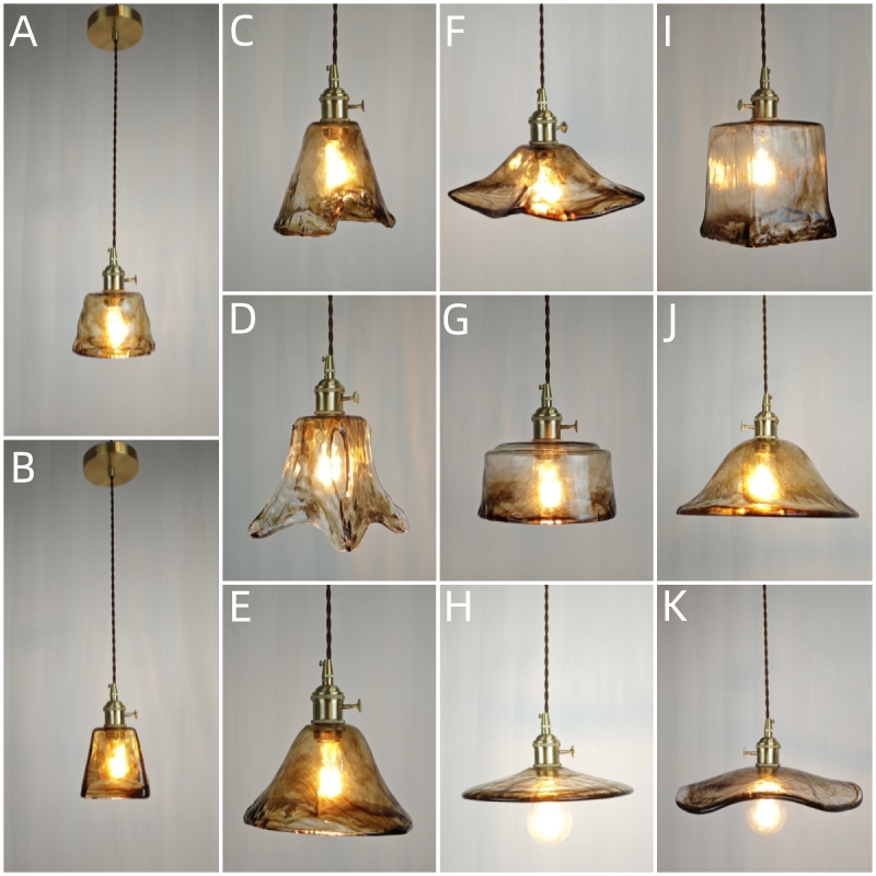 Glas Lampen schirm gepaart mit allen Kupfer Lampen kopf mit Schalter DIY Pendel leuchte Lampen schirm verdickt transparentes Braun glas