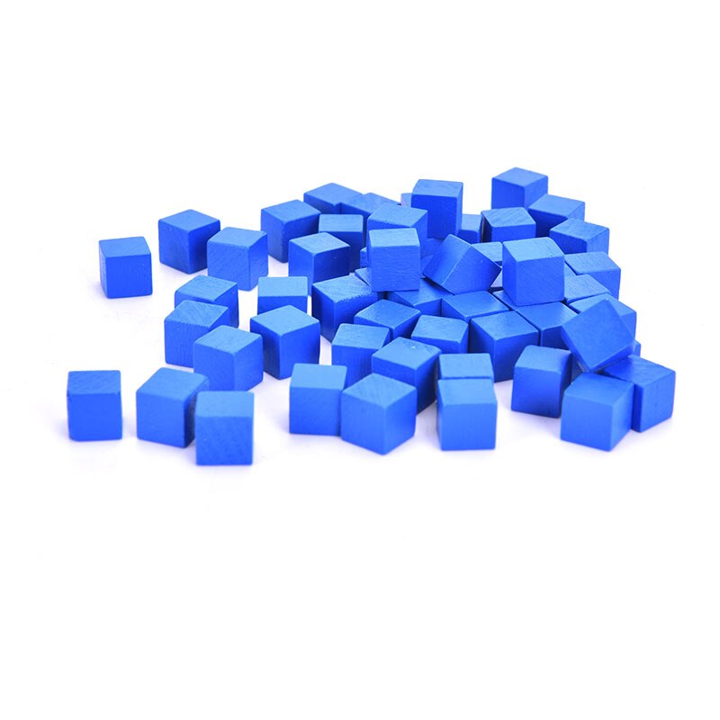 100Pcs 10Mm Hout Cubes Kleurrijke Dobbelstenen Schaakstukken Haakse Voor Token Puzzels Kids Kinderen Board Game Kubussen vroege Onderwijs: BL