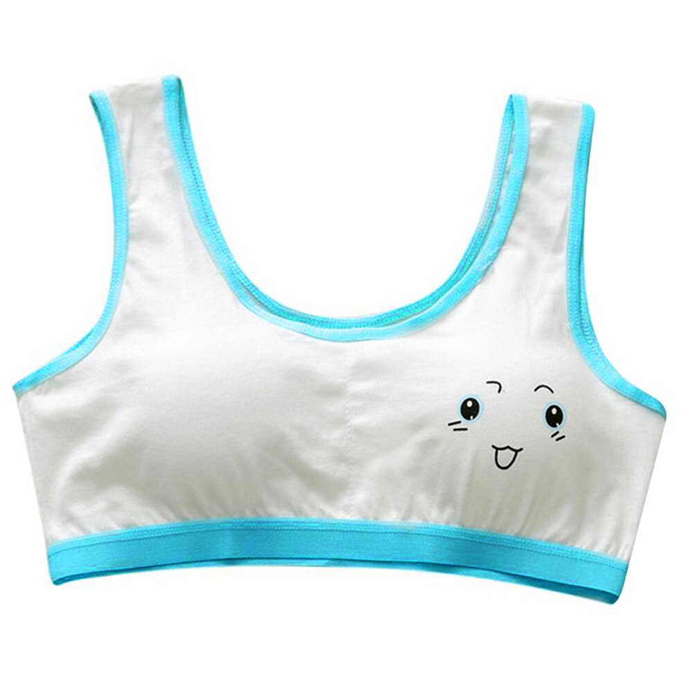 3 pièces mignon dessin animé fille soutien-gorge doux coton adolescent décontracté formation soutien-gorge pour les étudiants adolescent LBV: Lake blue