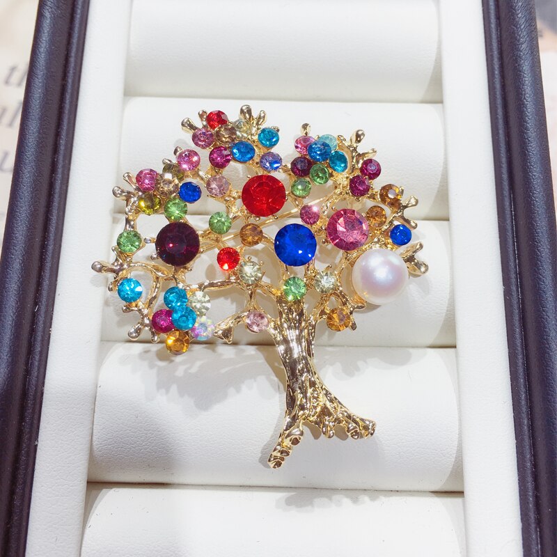 ZHBORUINI – broche de perles naturelles, arbres colorés, perles d&#39;eau douce, bijoux pour femmes, accessoires de noël