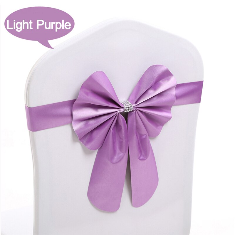 1 Stks/partij Stoel Cover Elastische Stoel Cover Stoel Terug Bloemen Boog Decoratie Hotel Bruiloft Stoel Terug: Light Purple