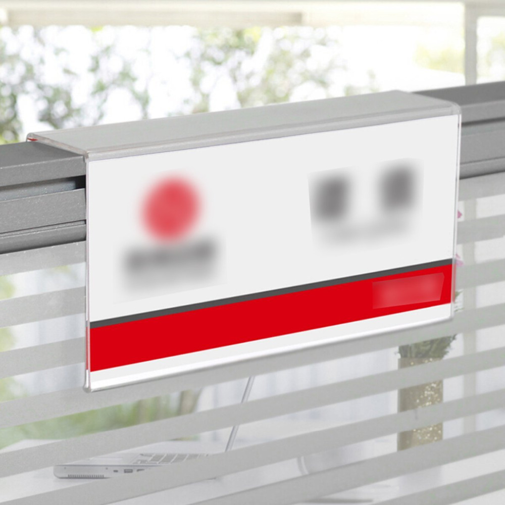 Soporte de placa de nombre para pantalla de oficina, acrílico, Color transparente, 9x18cm