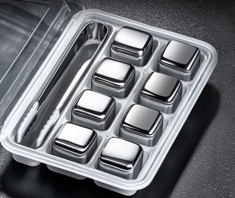 304 Stainless Steel Ice Cubes Reusable Chilling Stones WineCool Glacier Rock Neat Drink Freezer gel Wine Whiskey Stones