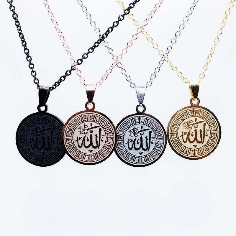 Klassiskt muslimskt allah hänge halsband lämpligt för män och kvinnor islamisk amulett rostfritt stål vattentäta smycken