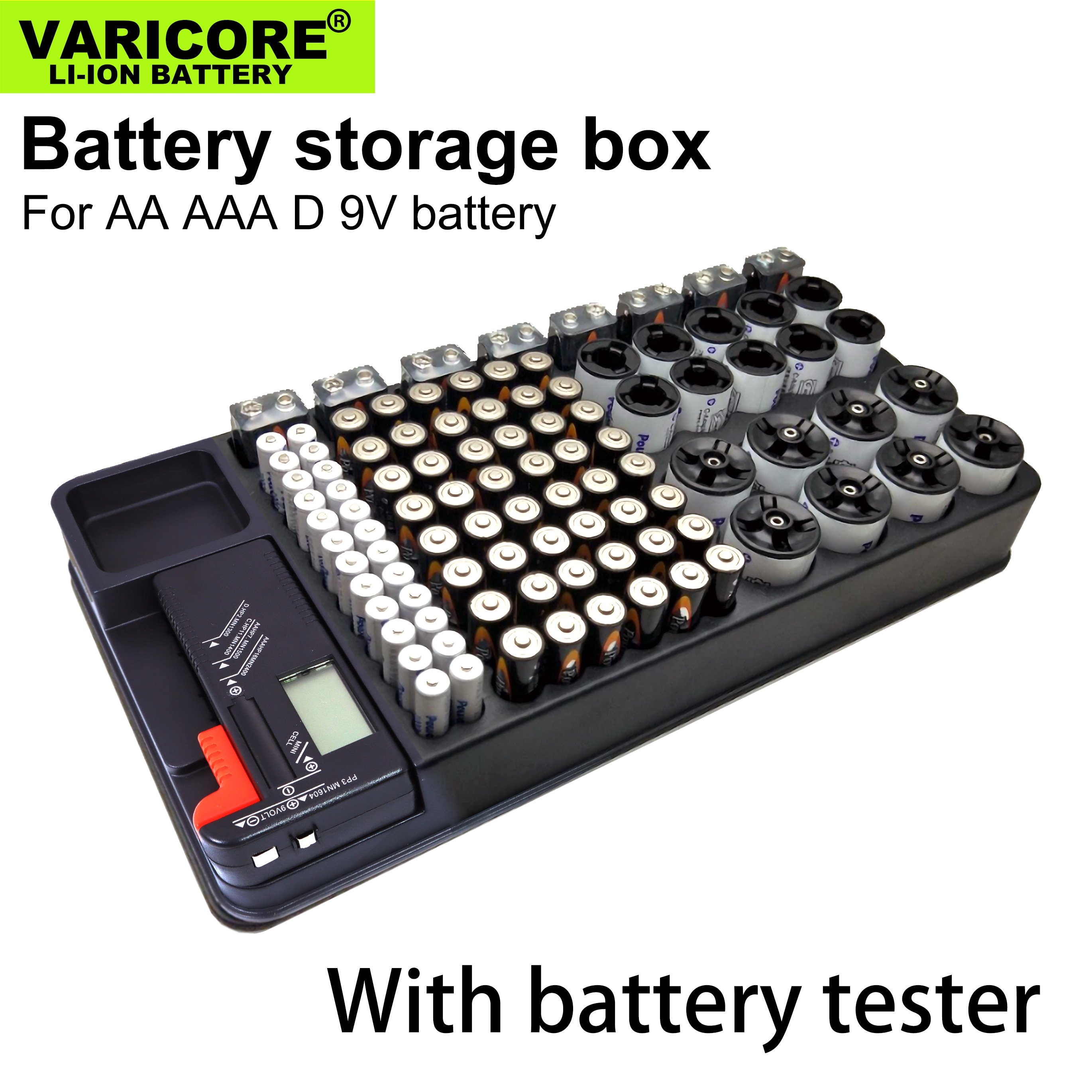 Batterij Storage Box Holder Case/Organisator/Container Aa Aaa C D En 9V Batterij Met Test Voltage meter