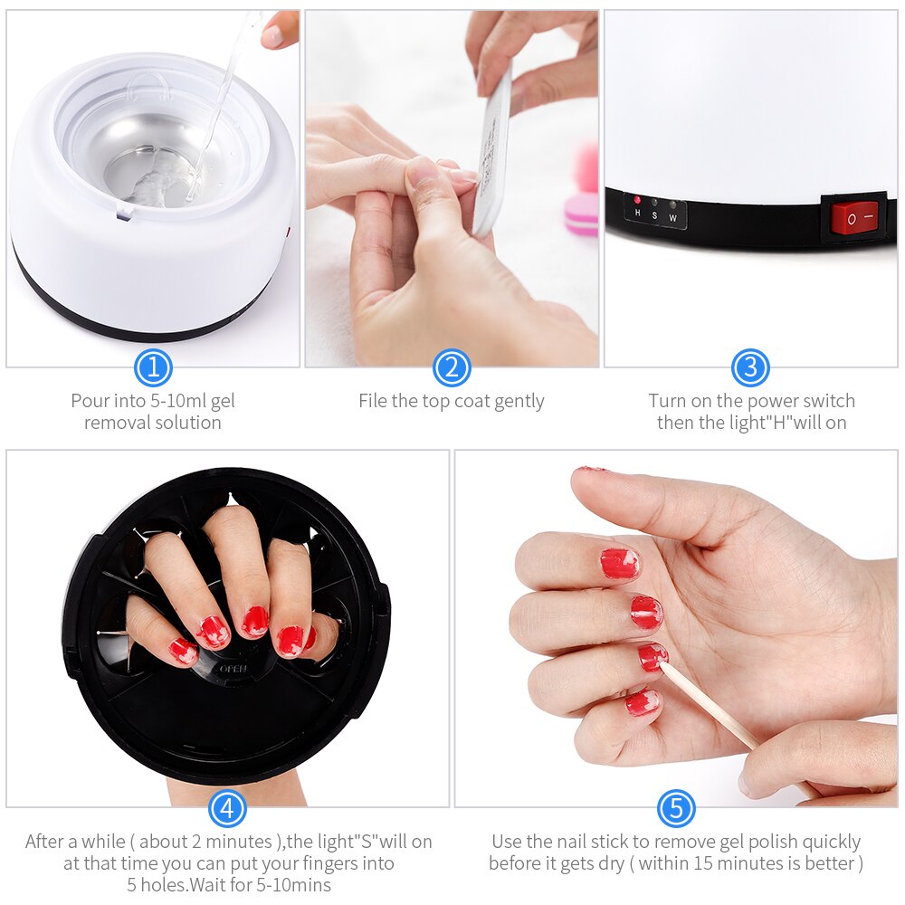 Stoom Polish Removal Machine Gel Nagellak Remover Stoomboot Verwarming Aceton Gel Polish Remover Soak Stoom Verwijderen Polish