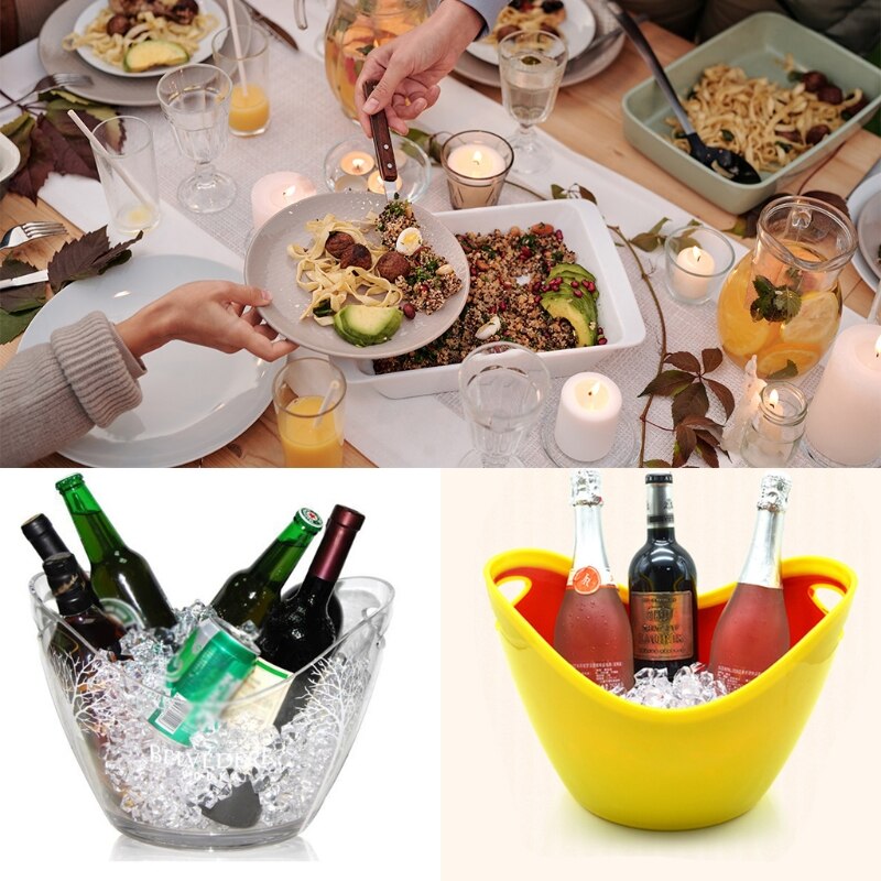 Transparent 8L Plastic Ice Bucket Bar Wine Trough Water Entertainment Stand Wine Holder Glass Wine Bottle Storage Cooler
